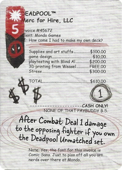 Deadpool™ Merc For Hire, LLC card face 1
